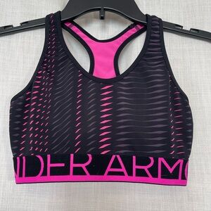 Under Armour Black and Pink Patterned Sports Bra